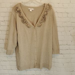 Light tan, rosette cardigan